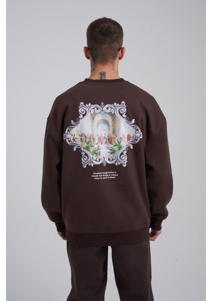 Erkek Oversize Kahverengi Sweatshirt