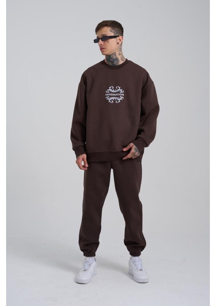 Erkek Oversize Kahverengi Sweatshirt