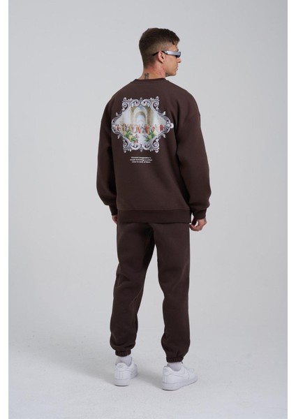 Erkek Oversize Kahverengi Sweatshirt