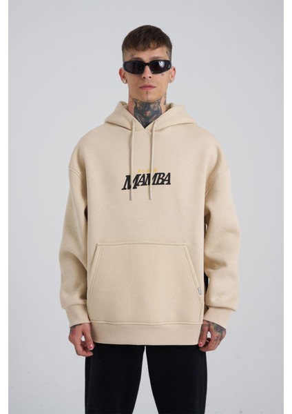 Erkek Oversize Açık Bej Sweatshirt