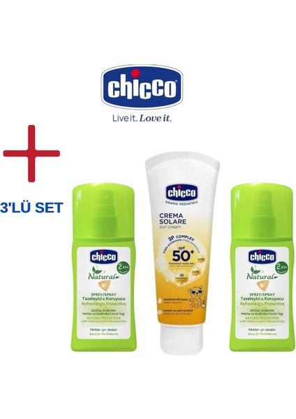 Güneş Kremi Spf 50+ 75 Ml+Tazeleyici ve Koruyucu Sprey 3'lü Set  2 Adet Tazeleyici+1 Adet Güneş kremi