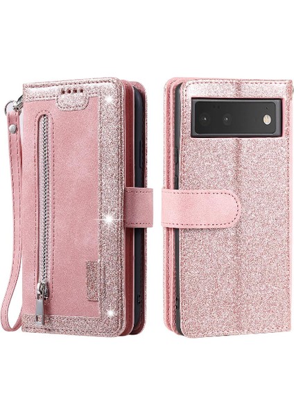Google Piksel 6 Kickstand 9 Kart Yuvaları Cüzdan Kordon Pu Için Flip Case (Yurt Dışından)