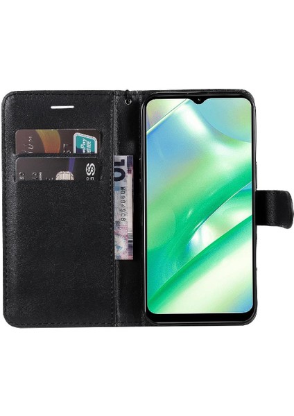 Kart Yuvası Klasik Katı ile Realme C33 Yüksek Kaliteli Deri Için Flip Case (Yurt Dışından)