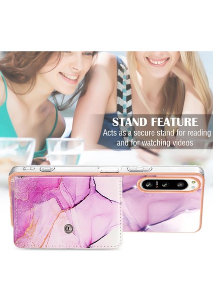 Sony Xperia 5 Iv Kart Yuvaları Için Kılıf Ince Cüzdan Yumuşak Tpu Tampon Mermer (Yurt Dışından) modelleri