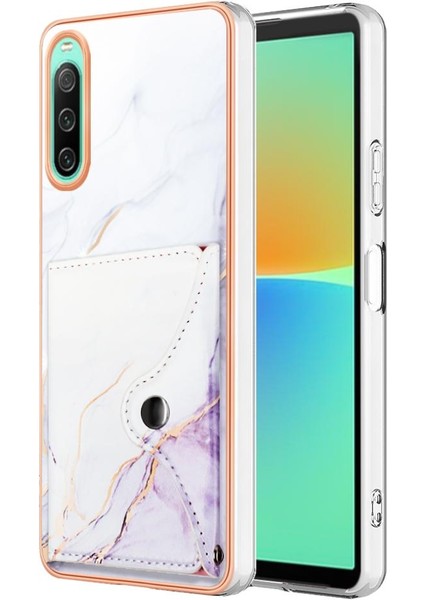 Sony Xperia 10 Iv Yumuşak Tpu Tampon Mermer Ince Cüzdan Kart Yuvaları Için Kılıf (Yurt Dışından)