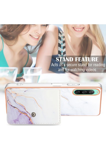 Sony Xperia 10 Iv Yumuşak Tpu Tampon Mermer Ince Cüzdan Kart Yuvaları Için Kılıf (Yurt Dışından) modelleri