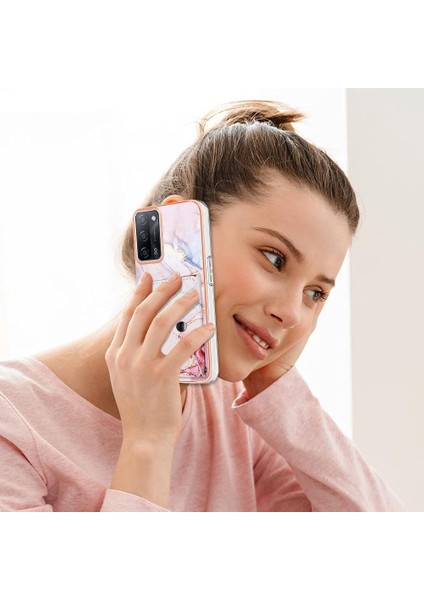 Oppo Için Kılıf A16/A16S/A54S Ince Cüzdan Mermer Yumuşak Tpu Tampon Kart Yuvaları (Yurt Dışından)