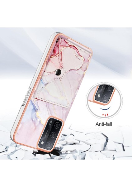 Oppo Için Kılıf A16/A16S/A54S Ince Cüzdan Mermer Yumuşak Tpu Tampon Kart Yuvaları (Yurt Dışından)