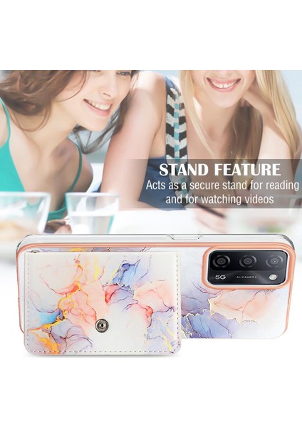 Oppo Için Kılıf A16/A16S/A54S Ince Cüzdan Mermer Yumuşak Tpu Tampon Kart Yuvaları (Yurt Dışından)