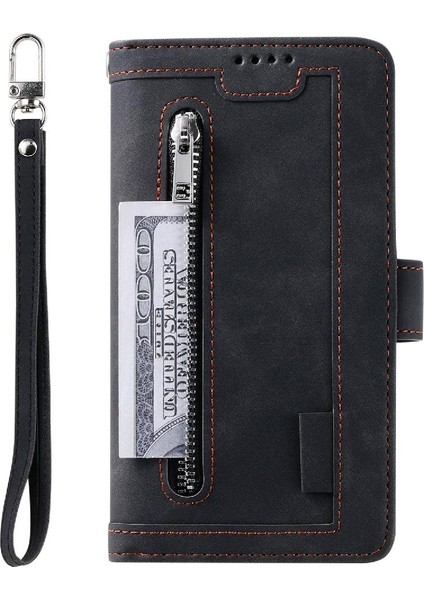 Iphone 14 Için Flip Case Pro Max Kickstand Cüzdan Kordon Pu Deri 9 (Yurt Dışından)