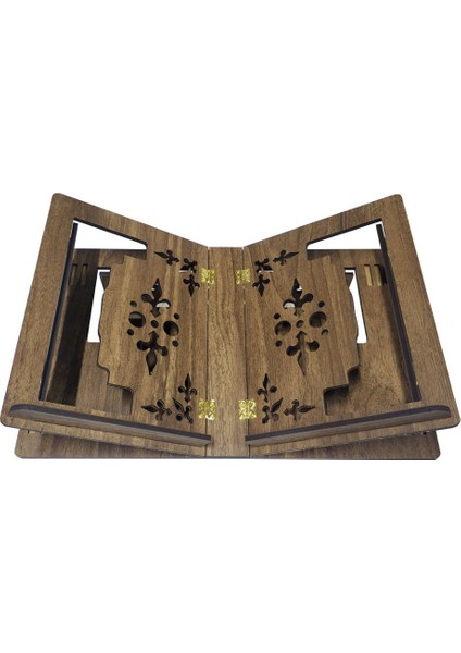 Kahverengi Kelebek Masaüstü Ahşap Rahle Katlanabilir Kanatlı Kademeli (25X40) Okuma Rahlesi- Lazerr