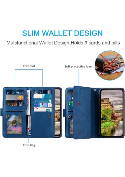 Xiaomi Redmi Not Için Flip Case 13 Pro 4g Kordon 9 Kart Yuvaları Pu Deri (Yurt Dışından)