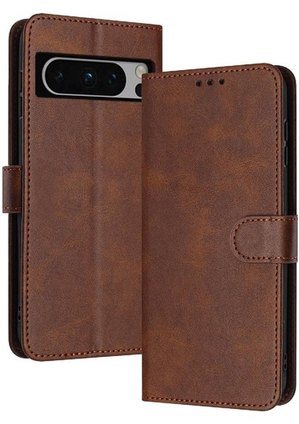 Google Piksel 8 Pro Saf Renk Kickstand Pu Deri ile Flip Case (Yurt Dışından)