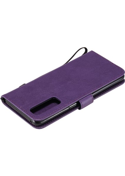 Kart Yuvası Klasik Düz Renk Cüzdan ile Oppo Reno4 Pro 4g Için Flip Case (Yurt Dışından)