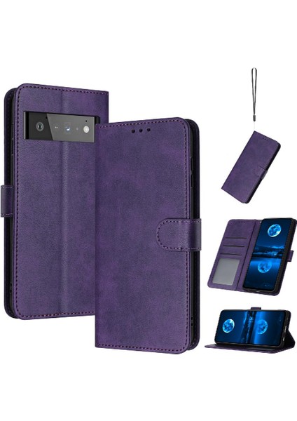 Kart Yuvası Pu Deri Kickstand ile Google Piksel 6 Pro Için Flip Case (Yurt Dışından)