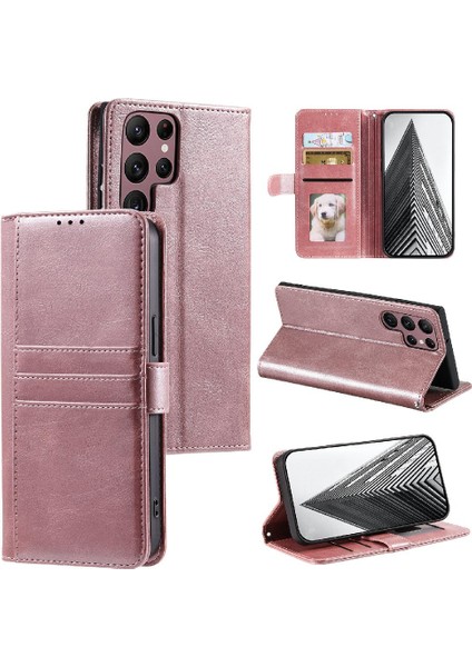 Samsung Galaxy S22 Ultra 6 Kart Yuvaları Kickstand Pu Deri Için Flip Case (Yurt Dışından)