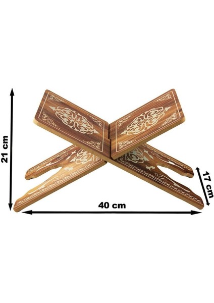 Kahverengi Mini Boy Yer ve Masaüstü Ahşap Kuran Okuma Rahlesi 8mm Mdf 21 x 40 x 17 cm
