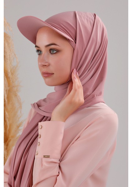 Kadın Tesettür Şapkalı Boneli Hazır Şal Pudra fiyatları