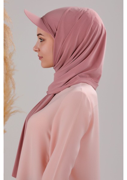 Kadın Tesettür Şapkalı Boneli Hazır Şal Pudra modelleri