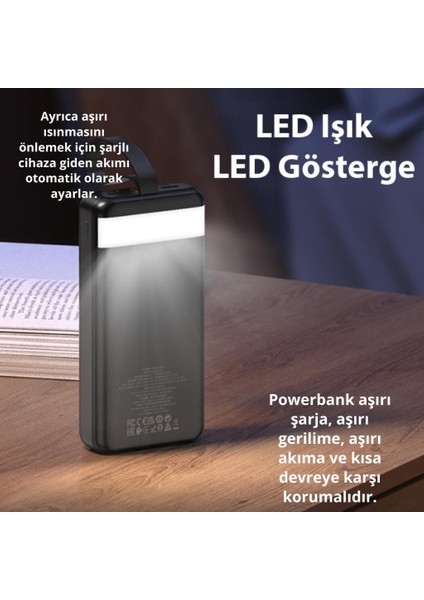 Hc 22.5W 30.000MAH Powerbank, LED Işıklı, Süper Hızlı, Dijital Göstergeli Powerbank, Yüksek Kapasiteli