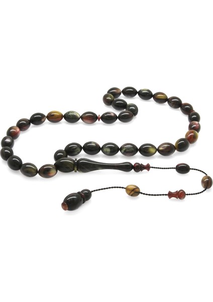 Sistemli Arpa Kesim Sedefli Siyah-Sarı Renkli Colorful Katalin Tesbih