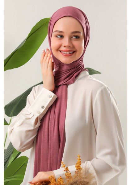 Tesettür Penye Şal Gül Kurusu