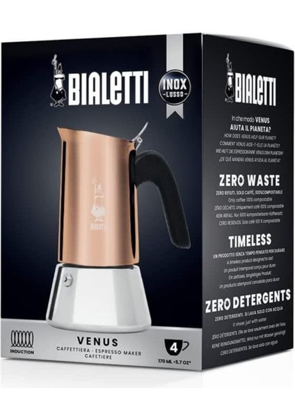 Tekno Trust Alüminyum Bialetti Venüs Mokapot 2 Cup Bakır Renk Metalik 0-99 ml