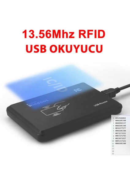 13.56MHZ USB Rfid Okuyucu Rfıd Manyetik Kart Anahtarlık Etiket Okuyucu Personel Takip Kapı Giriş