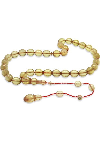 Sistemli Her Bir Tanesi Usta Işçilikli Özel Kesim Saman Sarısı Katalin Tesbih