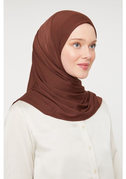Kadın Tesettür Pratik Hijab Şal Kahverengi