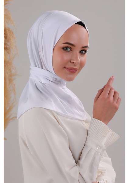 Kadın Tesettür Pratik Çıtçıtlı Sandy Fular Hazır Şal Beyaz fiyatları