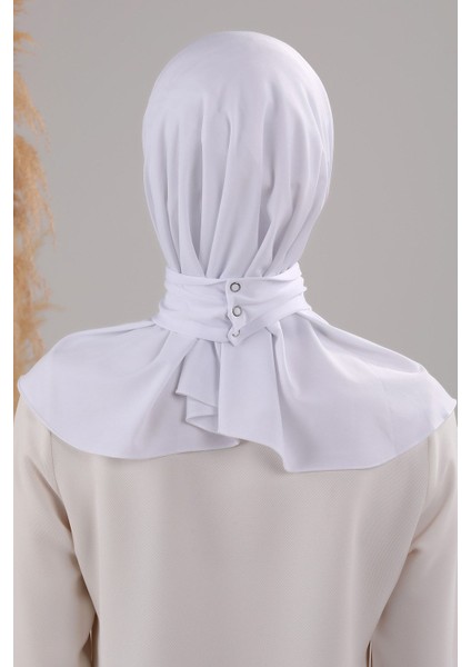 Kadın Tesettür Pratik Çıtçıtlı Sandy Fular Hazır Şal Beyaz fırsatları