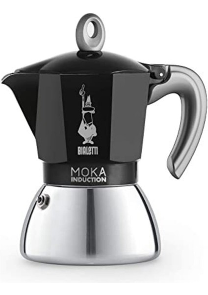 Çift Katmanlı Moka Pot, Siyah, Indüksiyon uyumlu, 6 fincan, Çelik, 280 ml