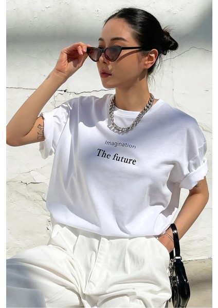 Only Trendwear Unisex The Future Baskılı Oversize T-Shirt
