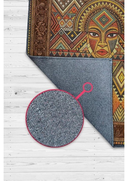 Art Deko Vintage Afrikalı Temalı Renkli Halı Etnik Afrikalı Kadın Geometrik Desenli Halı modelleri