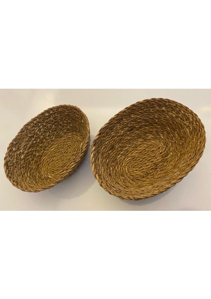 4 Adet Oval Bambu Sepet Naturel Çok Amaçlı