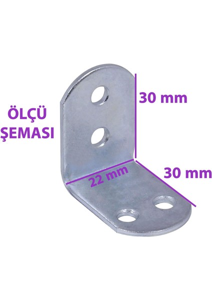4 Adet Mobilya Eşya Dolap Duvar Sabitleyici Köşe Bağlantı L Demir Gönye Deprem Güvenliği 30 x 30 x 22 mm