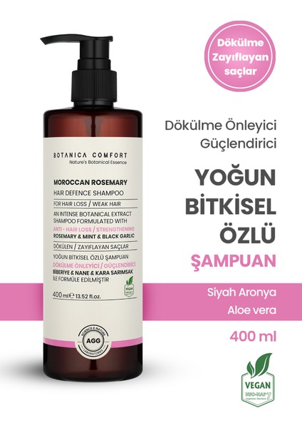 Dökülme Önleyici Güçlendirici Destekleyici Biberiye, Kara Sarımsak Özlü Şampuan 400 ml