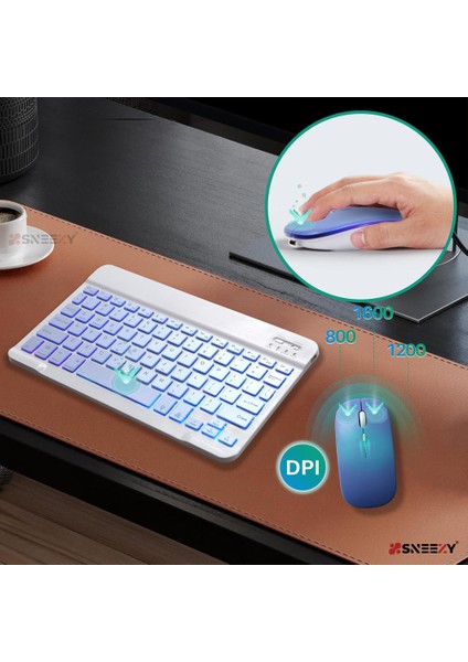 Lenovo Tab M9 Tüm Seri Rgb Işıklı Bluetooth & Wireless Türkçe Klavye Mouse Seti