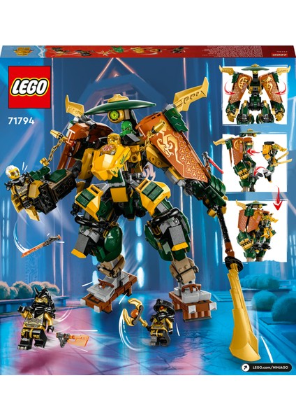 Ninjago Lloyd ve Arin'in Ninja Ekibi Robotları 71794 - 9 Yaş ve Üzeri İçin Çocuklar İçin 2 Savaş Mekanizması İçeren Yaratıcı Oyuncak Yapım Seti (764 Parça)