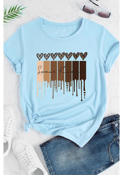 Only Trendwear Unisex Leopar Kalp Baskılı Oversize T-Shirt
