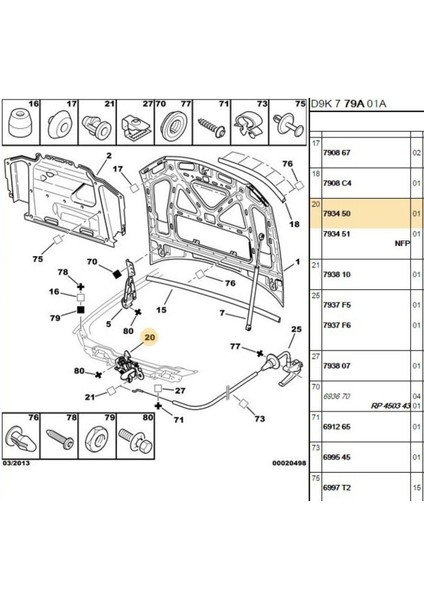 Kaput Kilidi 406 (793450) fiyatları