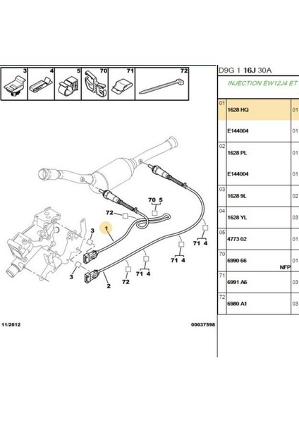 Oksijen Sensörü 307 406 407 C5 Saxo Xsara (BPE379021-1628HQ)