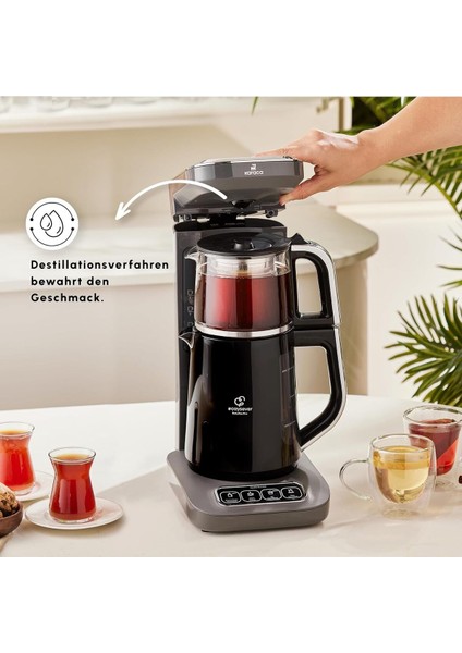 Tekno Trust 200 + ml Çaysever Robotea Pro 4 In 1 Konuşan Otomatik Çay Makinesi Su Isıtıcı ve Filtre Kahve Demle