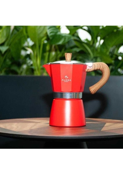Tekno Trust Kırmızı Kırmızı Moka Pot 3cup Alüminyum
