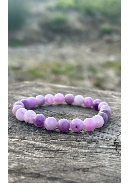 Doğaltaş 8 mm Lepidolit (Mikaşist) Taşı Bileklik Aa Kalite