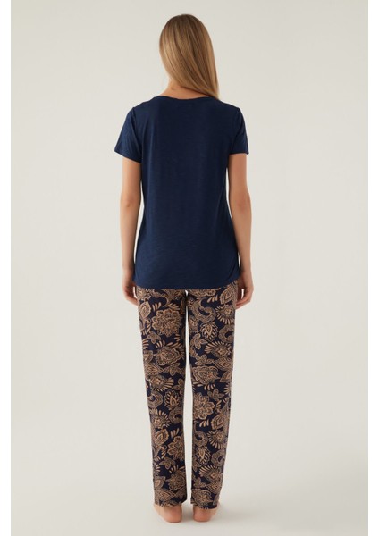 8796 Buttoned Büyük Beden Kadın Kısa Kol Pijama Takımı modelleri