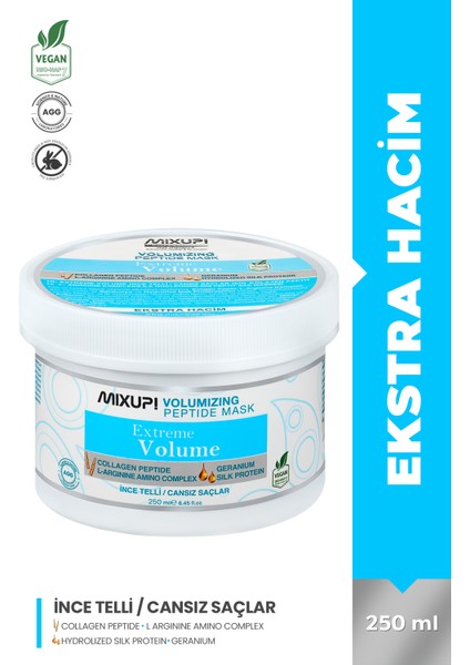 Ince Telli Saçlar Için Hacim Veren Kolajen Peptit, L-Argınıne Amıno Komplek Maske 250 ml