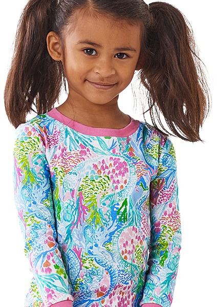 Lilly Pulitzer Mermaid Cove Organik Kız Çocuk Pijama Takımı modelleri