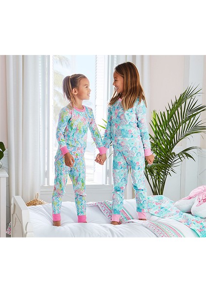 Lilly Pulitzer Mermaid Cove Organik Kız Çocuk Pijama Takımı fırsatları